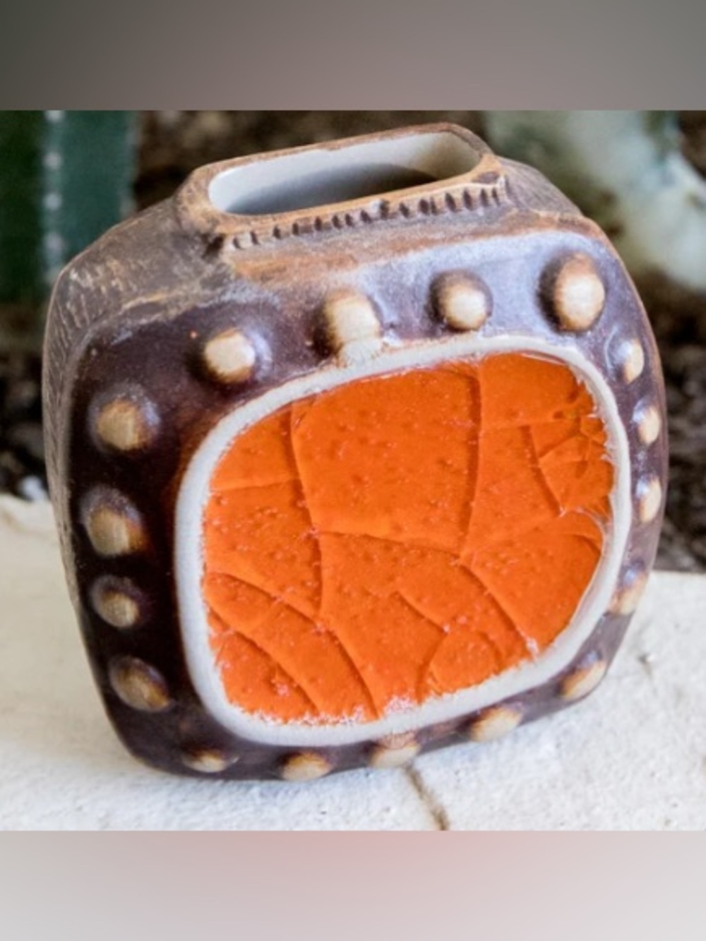 Jonathan Adler Orange & Brown Retro Ceramic Vase